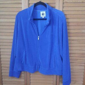 Juicy Couture Royal Blue Zip Up Terry Cloth Plus Size Pockets Jacket Size 3X